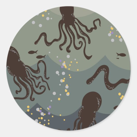 Onder De Zee Ronde Sticker (Voorkant)