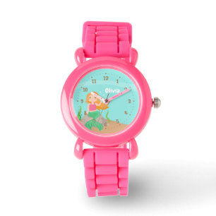 Onder de Zee Schattig Meisje Mermaid Persoonlijk Horloge