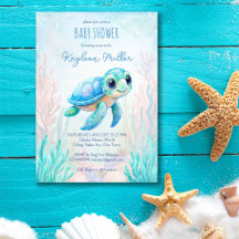 Onder de zee schattige schildpad aqua blauwe baby 