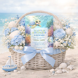 Onder de Zee Schattige Schildpad Jongen Baby Borre Kaart