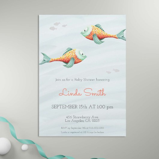 Onder de Zee Schattige Vis Neutrale Tweeling Baby  Kaart