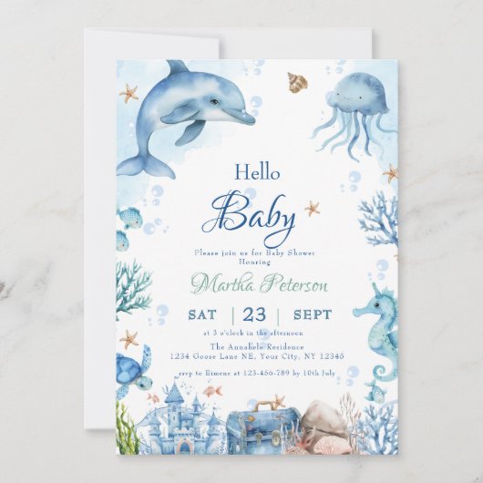 Onder de zee Schelp Baby Shower Kaart (Voorkant)