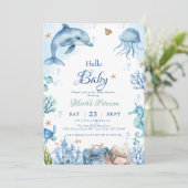 Onder de zee Schelp Baby Shower Kaart (Staand voorkant)