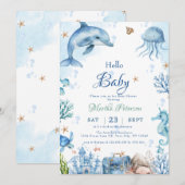 Onder de zee Schelp Baby Shower Kaart (Voorkant / Achterkant)