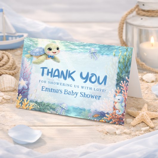 Onder de Zee Schildpad Baby Shower Bedankkaart