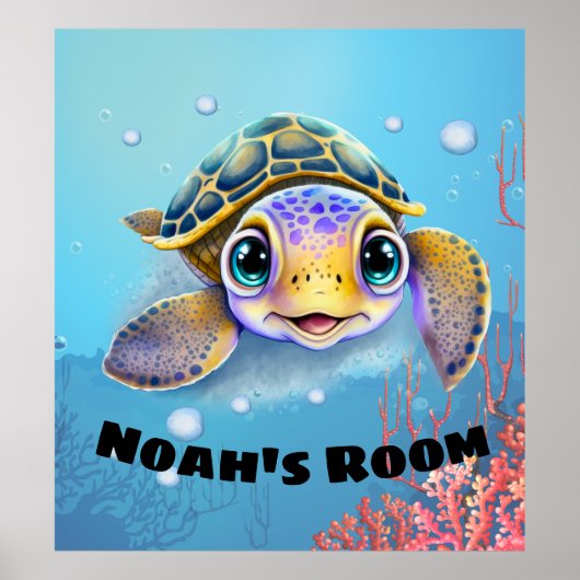 Onder de zee schildpad kinderen kamerdecoratie poster (Voorkant)