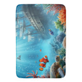 Onder de zee, schildpad, koraal, schip, clownvis badmat (Voorkant Verticaal)