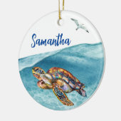 Onder de Zee schildpad op maat Keramisch Ornament (Links)