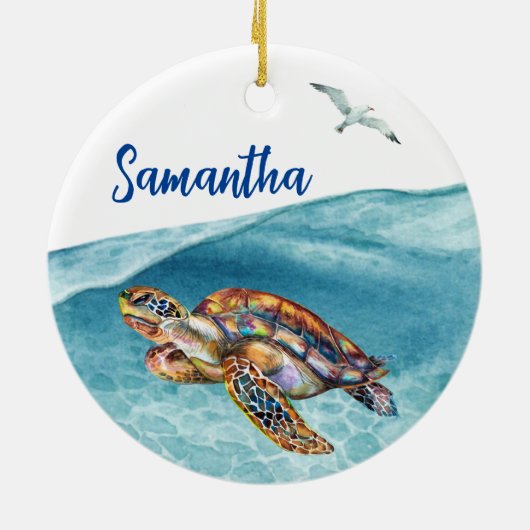 Onder de Zee schildpad op maat Keramisch Ornament (Achterkant)