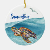 Onder de Zee Schildpad Persoonlijk Keramisch Ornament (Voorkant)