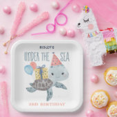 Onder de Zee schildpad Waterverf Birthday Papieren Bordje (Feest)