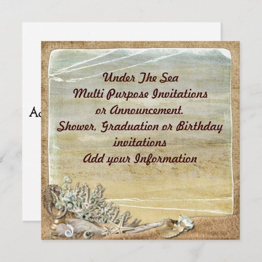 Onder de Zee Strand Multipurpose Uitnodiging (Voorkant / Achterkant)