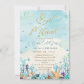 Onder de Zee Strand Schelpen Koralen Bat Mitzvah Kaart (Voorkant)