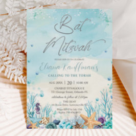 Onder de Zee Strand Schelpen Koralen Bat Mitzvah Kaart