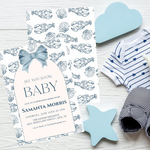 Onder de Zee Strand Thema met Schelp Ontwerp Baby Kaart