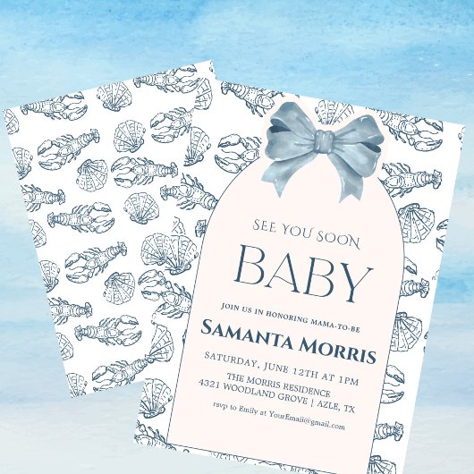 Onder de Zee Strand Thema met Schelpontwerp Baby Kaart