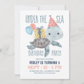 Onder de Zee Turtle Waterverf Birthday Kaart (Voorkant)