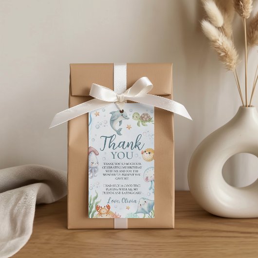 Onder de Zee Verjaardags Favor Tag Cadeaulabel