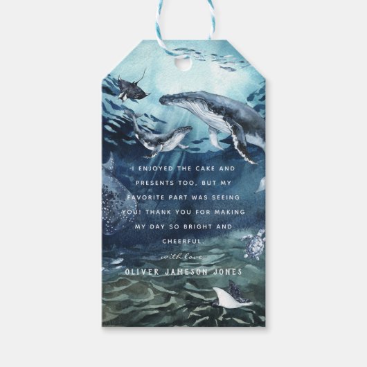 Onder de Zee | Verjaardagsfeest Dank Je Ocean Cadeaulabel (Voorkant)