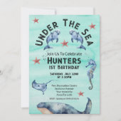 Onder de Zee verjaardagsfeestuitnodiging Kaart (Voorkant)