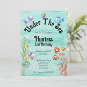 Onder de Zee verjaardagsfeestuitnodiging Kaart (Staand voorkant)
