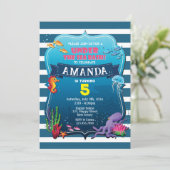 Onder de Zee verjaardagsuitnodiging Kaart (Staand voorkant)