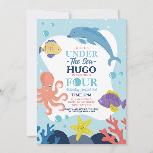Onder De Zee Vier Oceaan Dolfijn Octopus 4de Kaart (Voorkant)