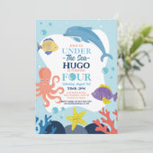 Onder De Zee Vier Oceaan Dolfijn Octopus 4de Kaart (Staand voorkant)