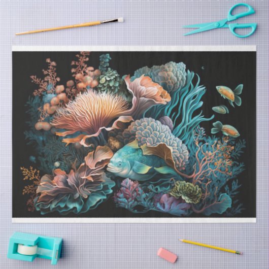 Onder de zee viskom tissuepapier (Craft)