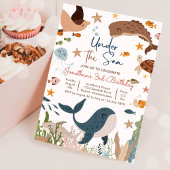 Onder de Zee Walvis Haai Turtle Zeedieren Verjaard Kaart