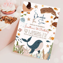 Onder de zee walvis haai zeeleven 1e verjaardag kaart