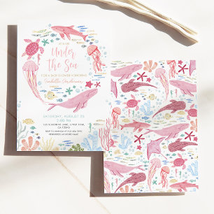 Onder De Zee Walvis Meisje Baby Shower Kaart