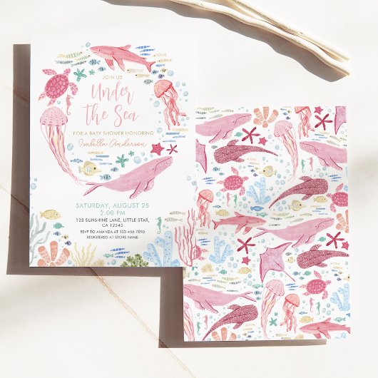 Onder De Zee Walvis Meisje Baby Shower Kaart