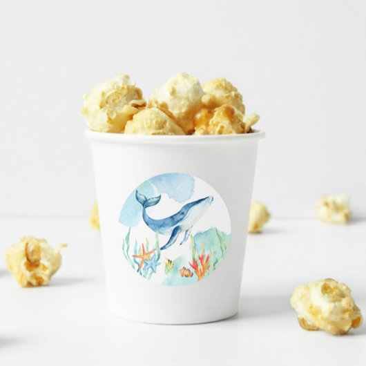 Onder de zee walvis oceaan feest decoraties ronde sticker