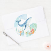 Onder de zee walvis oceaan feest decoraties ronde sticker (Envelop)