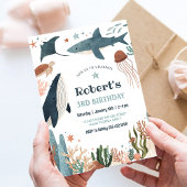 Onder de Zee Walvis Schildpad Haai 1e Verjaardag Kaart