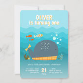 Onder De Zee Walvis Vis 1e Verjaardag Kaart (Voorkant)