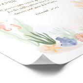 Onder de Zee Waterverf Baby shower Poster (Hoek)