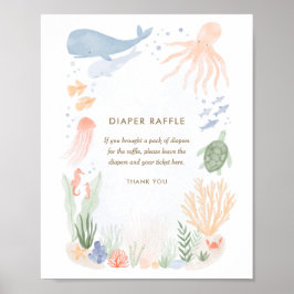 Onder de Zee Waterverf Baby shower Poster