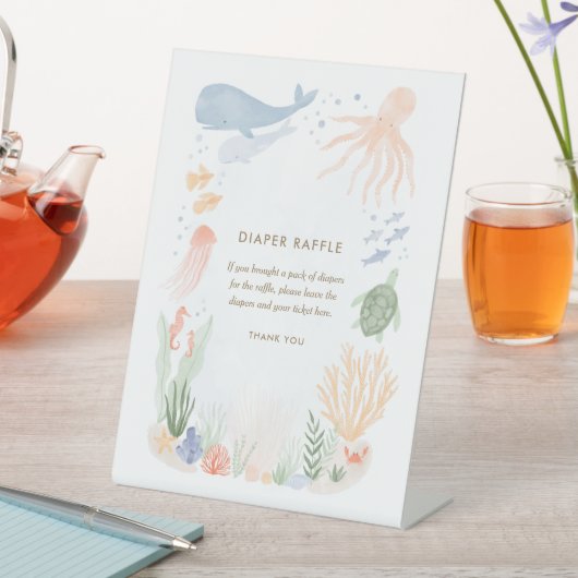 Onder de Zee Waterverf Baby shower Reclamebord Met Voetstuk (Insitu)