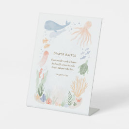 Onder de Zee Waterverf Baby shower Reclamebord Met Voetstuk