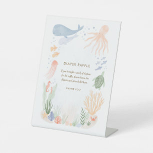 Onder de Zee Waterverf Baby shower Reclamebord Met Voetstuk