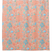 Onder de Zee Waterverf Coral Pink Douchegordijn (Voorkant)