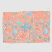 Onder de Zee Waterverf Coral Pink Golfhanddoek (Horizontaal)