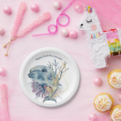 Onder de Zee Waterverf Dolphin Cute Birthday Papieren Bordje (Feest)