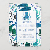 Onder de Zee Waterverf Kinder Octopus Birthday (Voorkant / Achterkant)