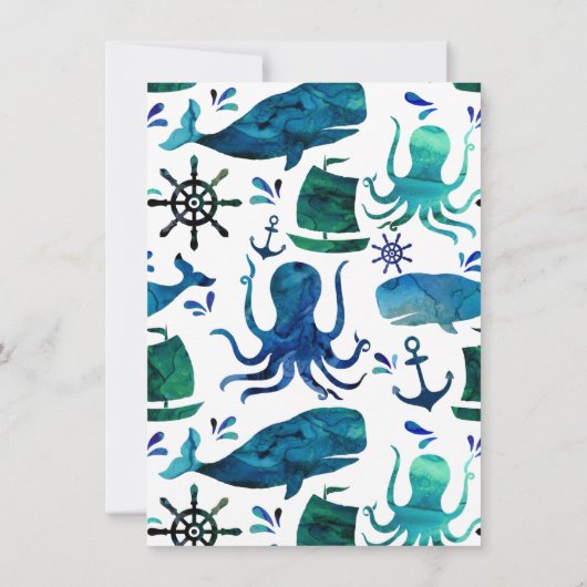 Onder de Zee Waterverf Kinder Octopus Birthday (Achterkant)