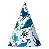 Onder de Zee Waterverf Mariene Nautical Birthday Feesthoedjes (Links)