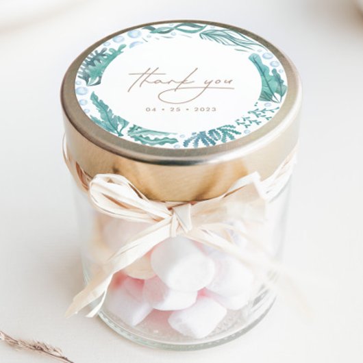 Onder de Zee Waterverf Nautical Hartelijk dank Ronde Sticker