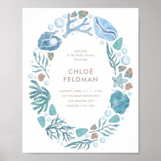 Onder de Zee Waterverf Nautical Small Poster (Voorkant)